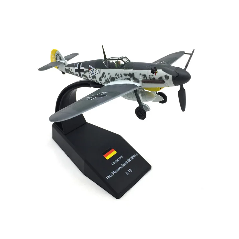 男性、ww2、bf109、1:72のスタンド付きミリタリーファイターモデル-109合金飛行機コレクション