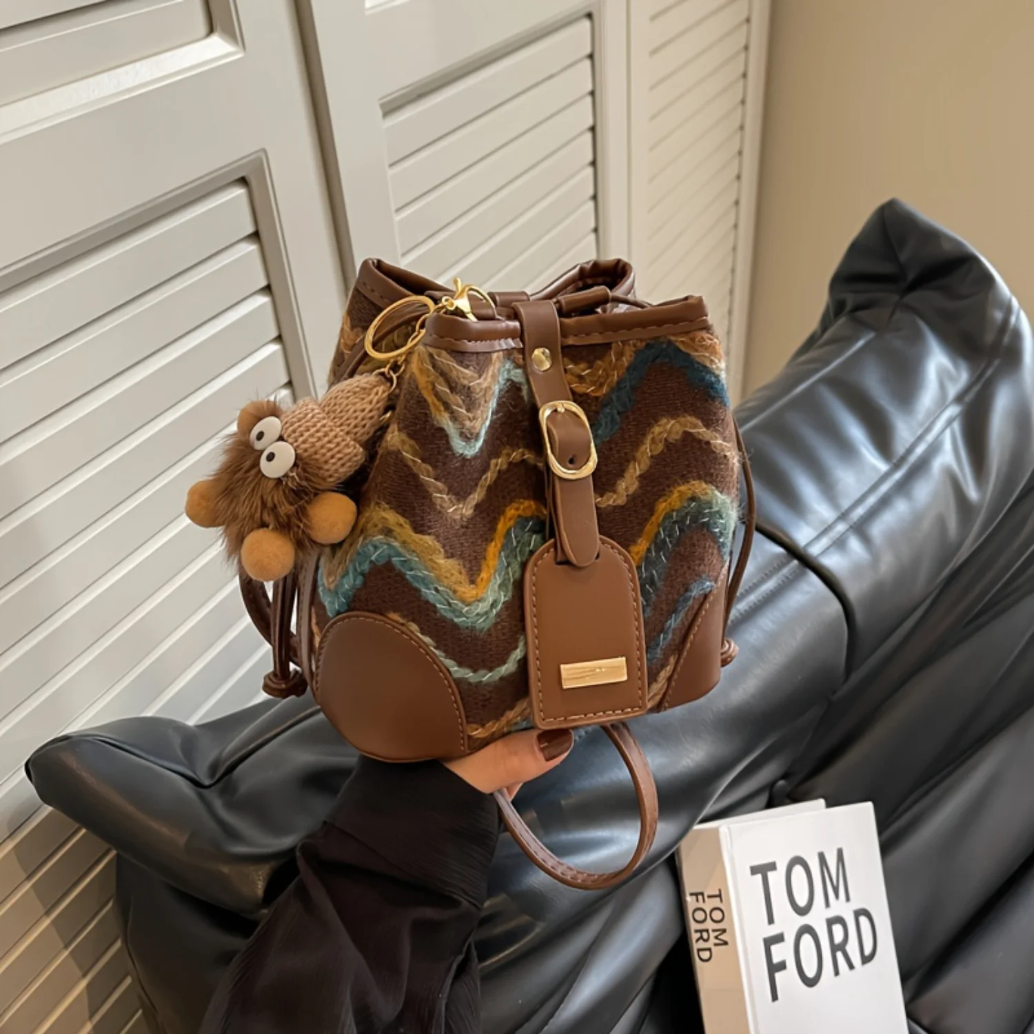 Borsa a tracolla vintage da donna - Borsa a mano e borsetta a secchiello a spalla retrò