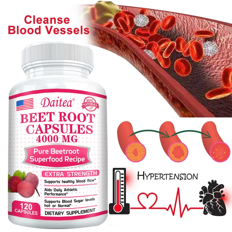 Beetroot - 4000 mg per serving - Blood Flow, Athletic Performance, Digestion, Immune System (Pure, Non-GMO & Gluten-Free)