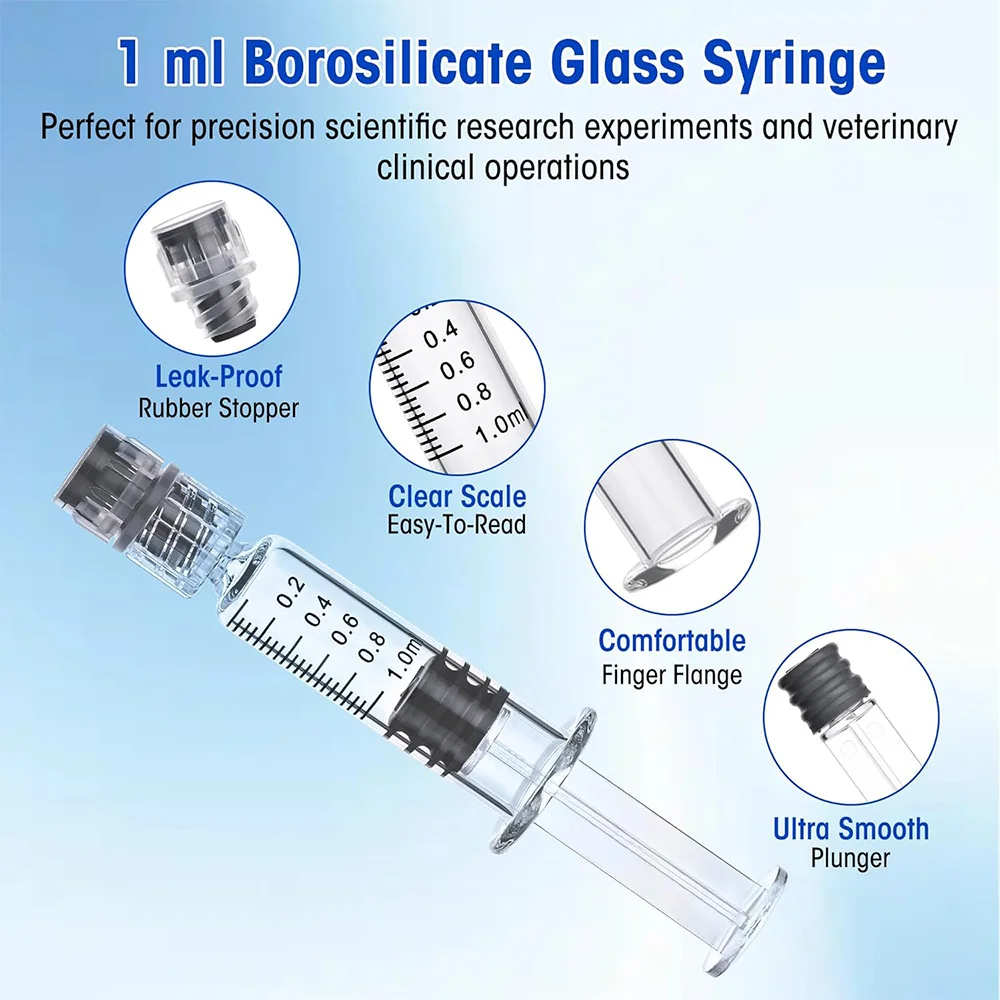 1ml Glass Luer Pet Food Measuring Tool Reusable Glass Measuring Tool for Arts and Crafts, Thick Liquids, Oil, Glue, Ink view 3