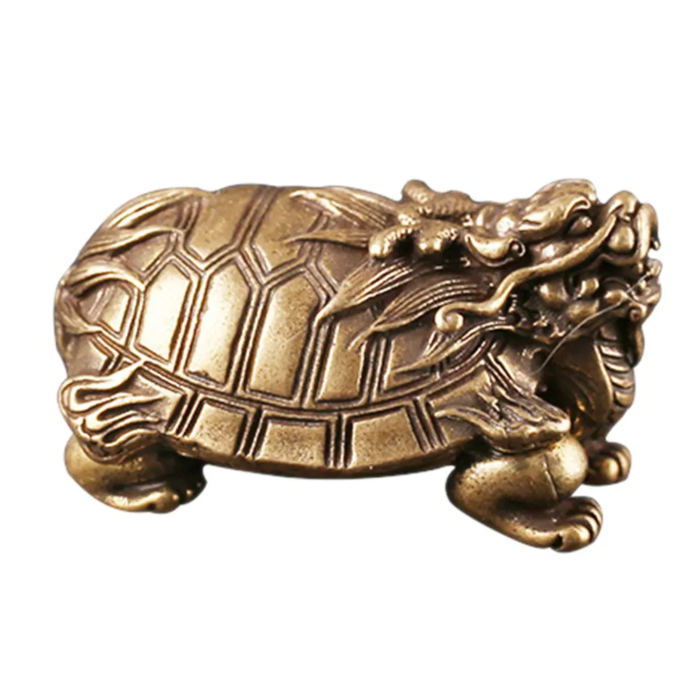 Dragon Turtle Ornament Premium Copper Desktop Hollow Handicraft for Home Office Decoration Prosperity Good Luck Symbol Resin