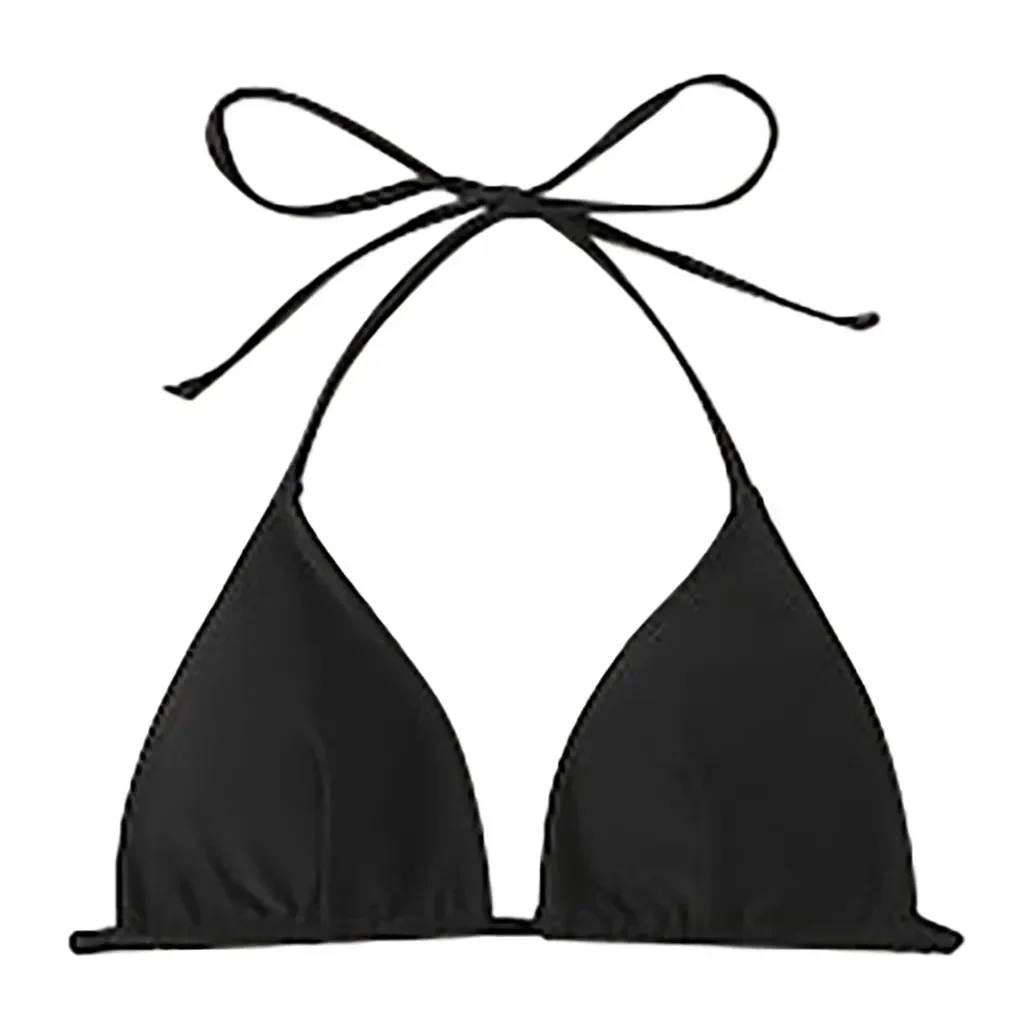 Sexy Dreieck Damen Bikini Badeanzug Top solide Farbe Mode Krawatte hängen Hals Bade bekleidung Top Sommer Strand lässig Bikini Badeanzug