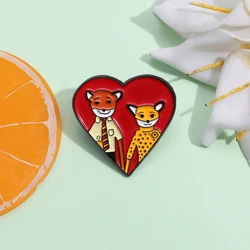 The Fantastic Mr Fox Enamel Pins Comedy Animated Film Couple Love Heart Lapel Badge Clothes Backpack Brooches Accessories Gift