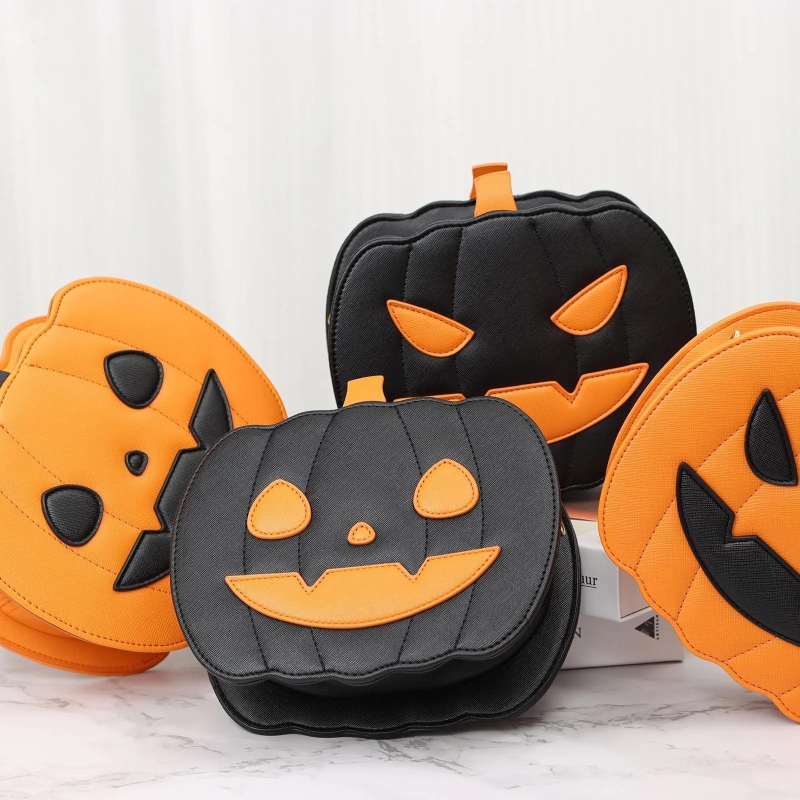 Pumpkin Crossbody Bag For Women Pumpkin Shoulder Bag Female Halloween Bag Pu Leather Demon Messenger Bag Halloween Shopper Bag