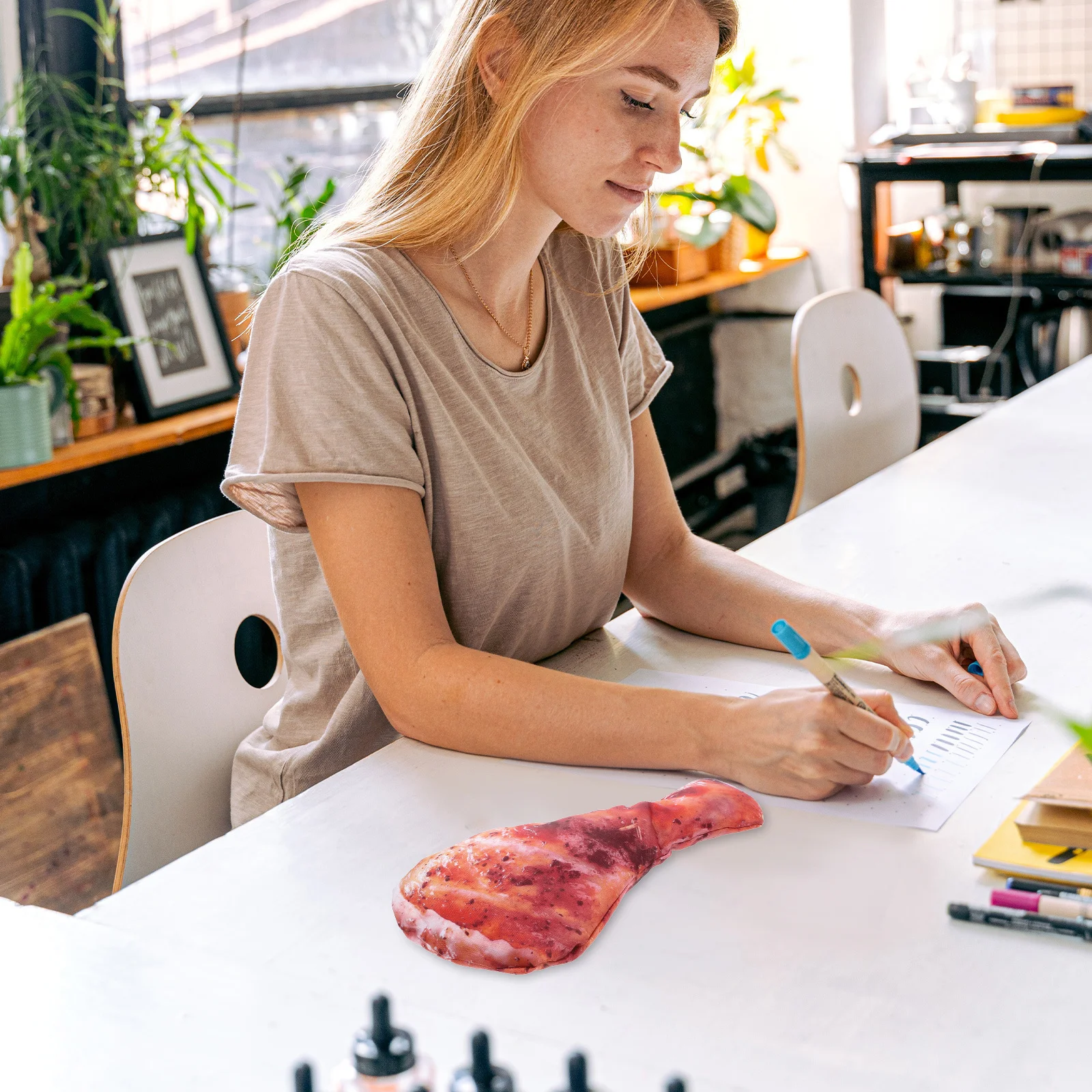 

Chicken Leg Pencil Case Large Capacity Simulation Food Pencil Holder Creative Pen Pouch for School Office Cute Novelty Pen Bag