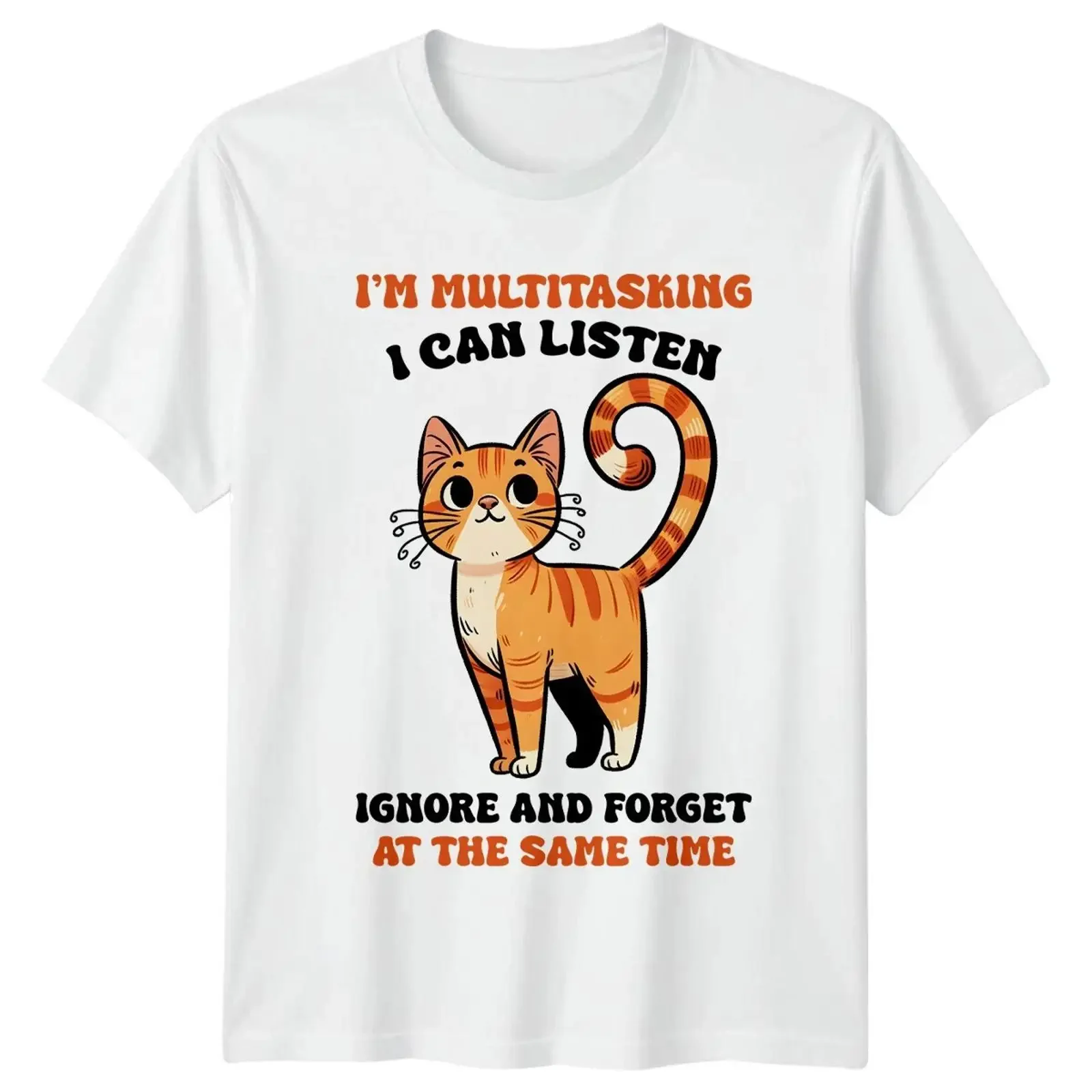 Lustiges Multitasking Katze T Shirt I Can Listen Ignore And Forget vintage Washed Slightly homme Comfortable Stylish