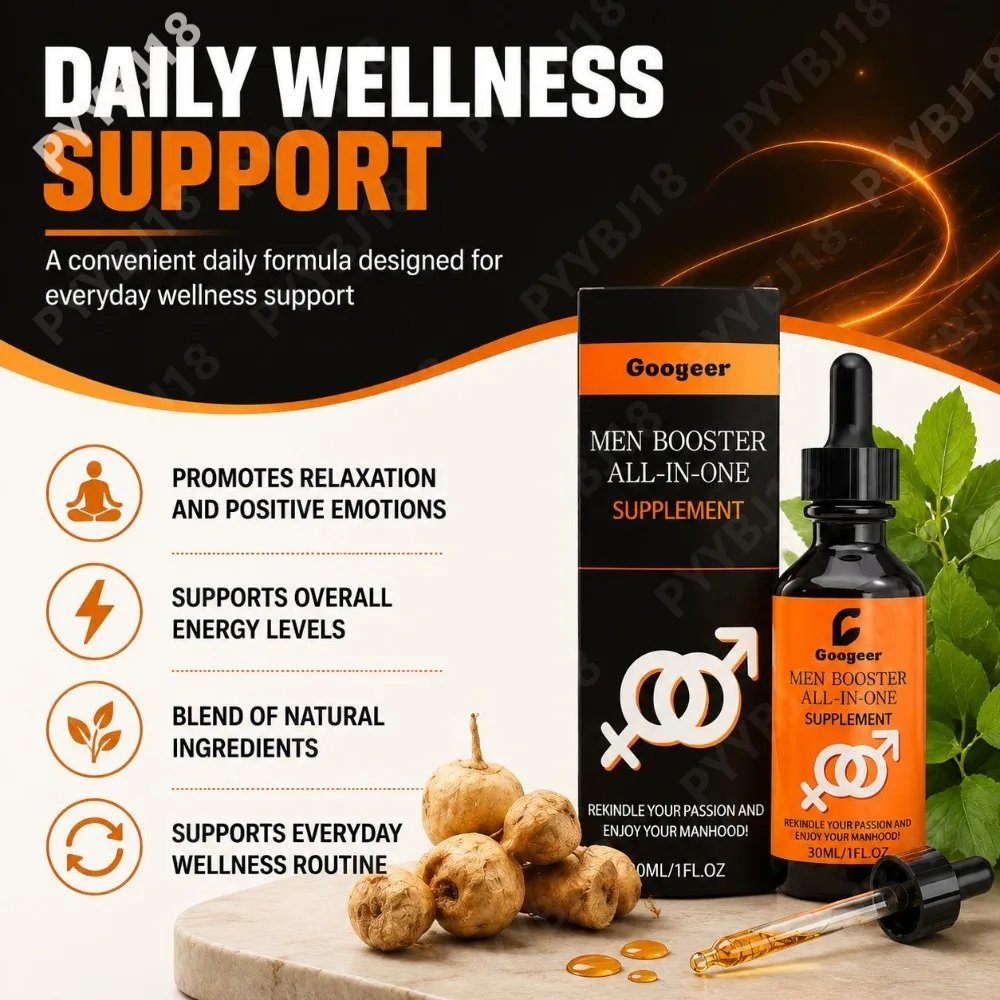 Googeer Men Booster Drops with Maca Root Extract, Kudzu Root Extract Plant-Based Blend for Relaxation and Energy Support 30 ML