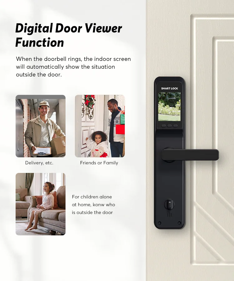 Tropernic Newest Keyless Security Electronic Digital Tuya Phone App Wifi Camera Smart Fingerprint Lock Outdoor with 6068 Mortise