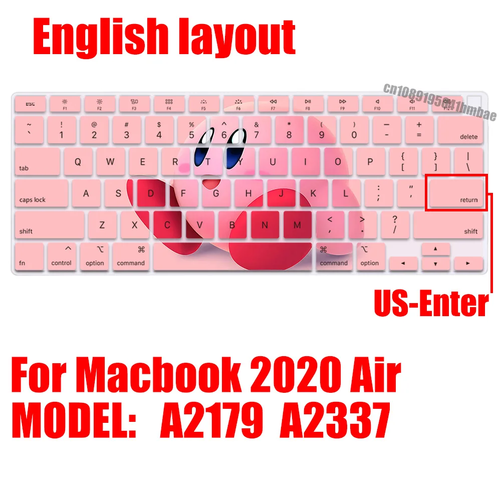 Cartoon Kirbys US Layout Color Print Soft Silicone Keyboard Cover For Macbook 2020 Air A2179 A2337