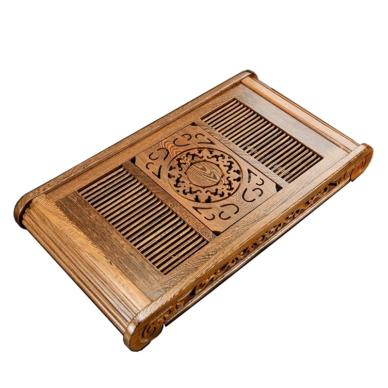 Wooden Kung Fu Tea Trays Luxury Chinese Luxury Vintage Pu Erh Tea Trays Drainage Rectangle Tee Tablett Office Accessories