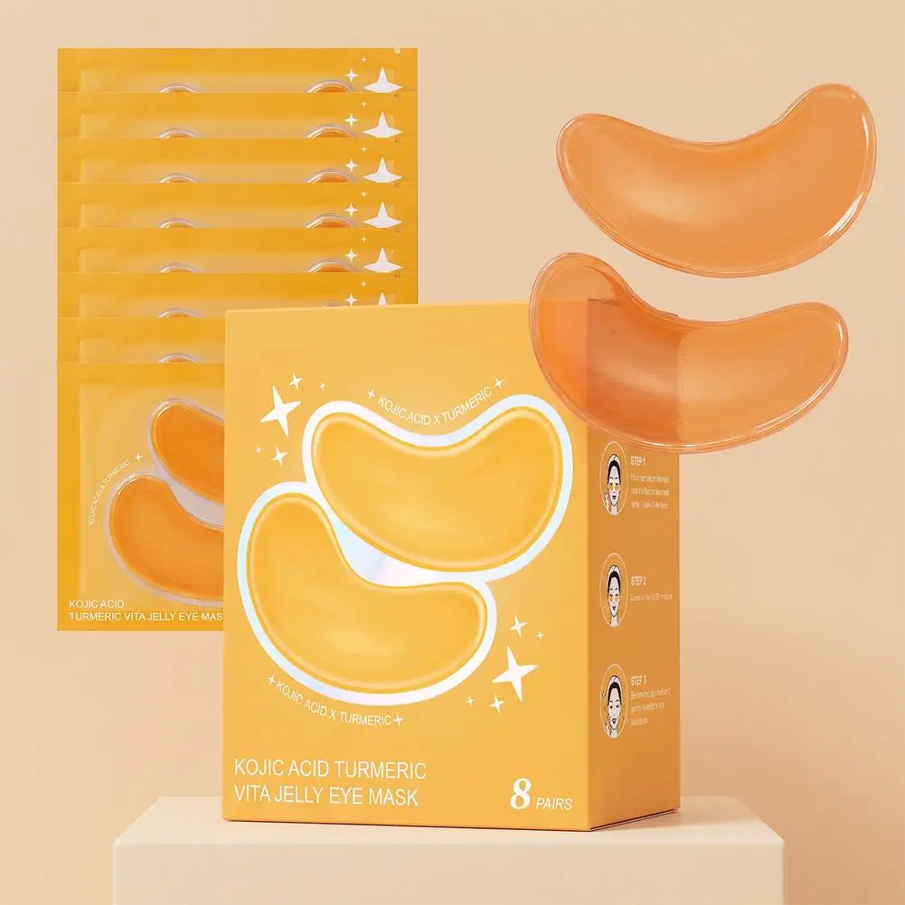 Turmeric Kojic Acid Eye Mask Hydrating Collagen Jelly Eye Patches Moisturizing Smooth Brightening Reduce Fine Lines Daily Care