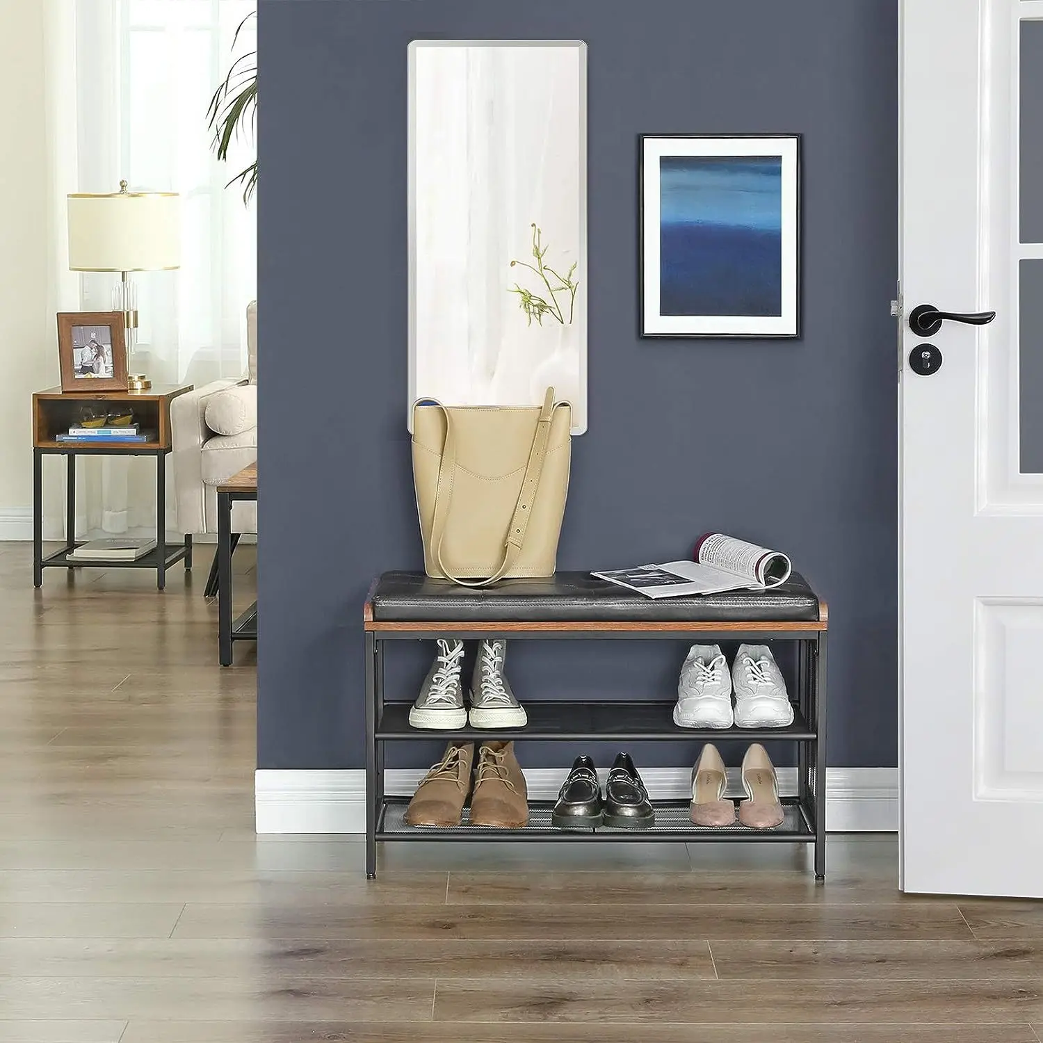 Shoe change stool can be stored at home, shoe soft bag can be seated, shoe stool, sofa stool, bench