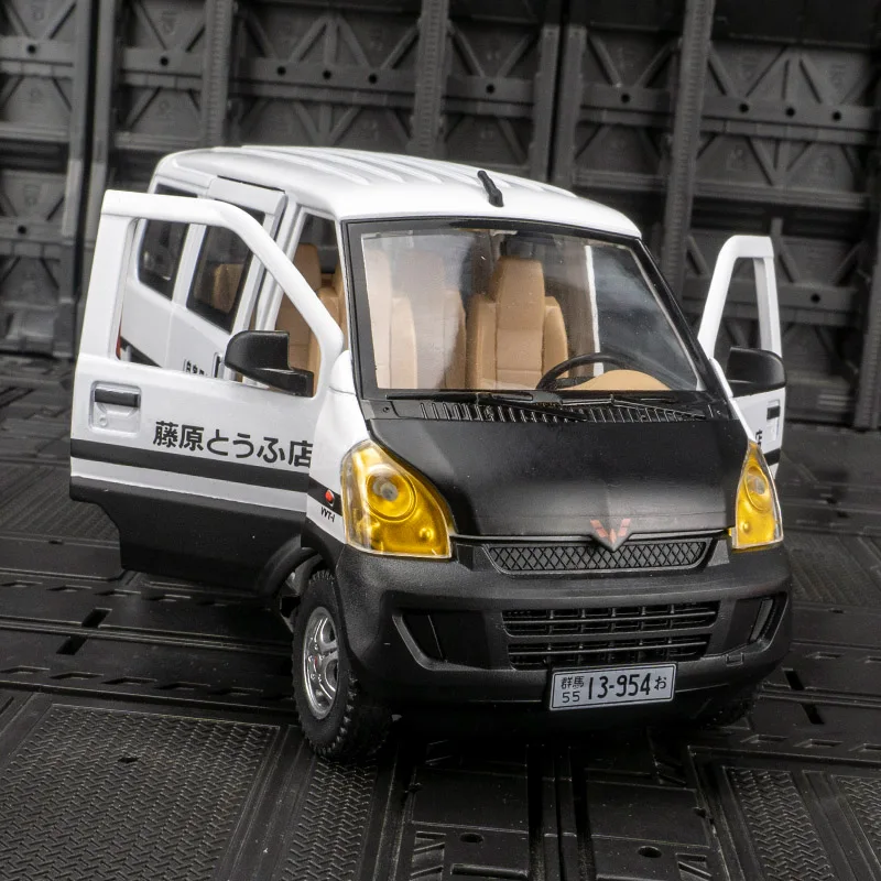 1:24 Wuling Rongguang Van Model Car Toy Alloy Diecast Sound Light Pull Back Tofu Shop Miniature Vehicle Models Toys Gift for Kid