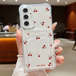 Cute Cherry Clear Wallet Case For Samsung Galaxy A57 A37 A17 A16 A56 A36 A55 A54 A15 5G S26 S25 S24 S23 Ultra Plus S25 FE Cover