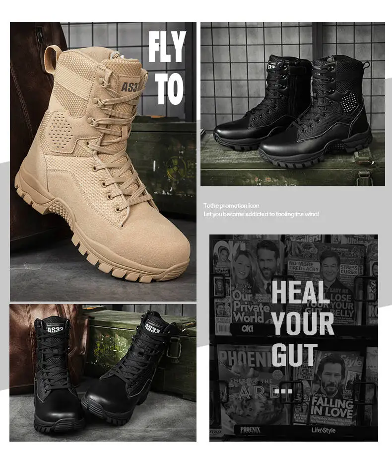 Marken-Outdoor-Stiefel für Dschungel-Trekking, Größe 39-47, Herren-Knöchelstiefel, Verschleißfeste Dicke Sneakers, 2026 Neue Wasserdichte Wanderstiefel – Detail 2