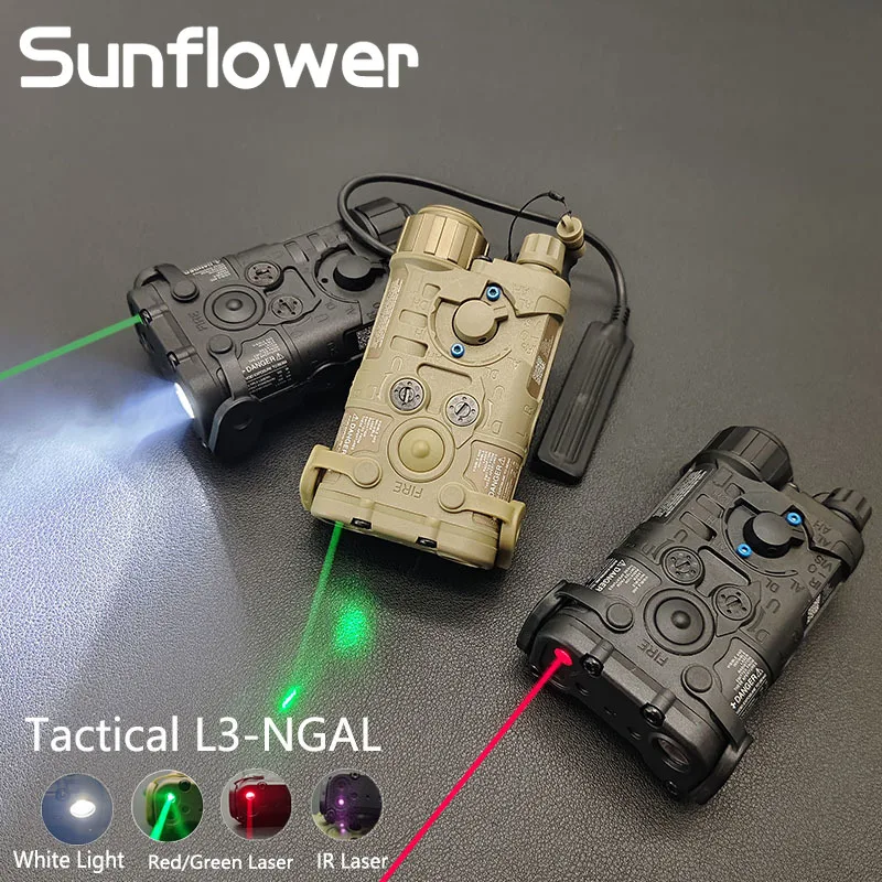 

Sotac Nylon L3 NGAL Green or Red Laser IR Pointer +LED Light Srtobe Flashlight for Airsoft Hunting Weapon lights PEQ15 DBAL-A2