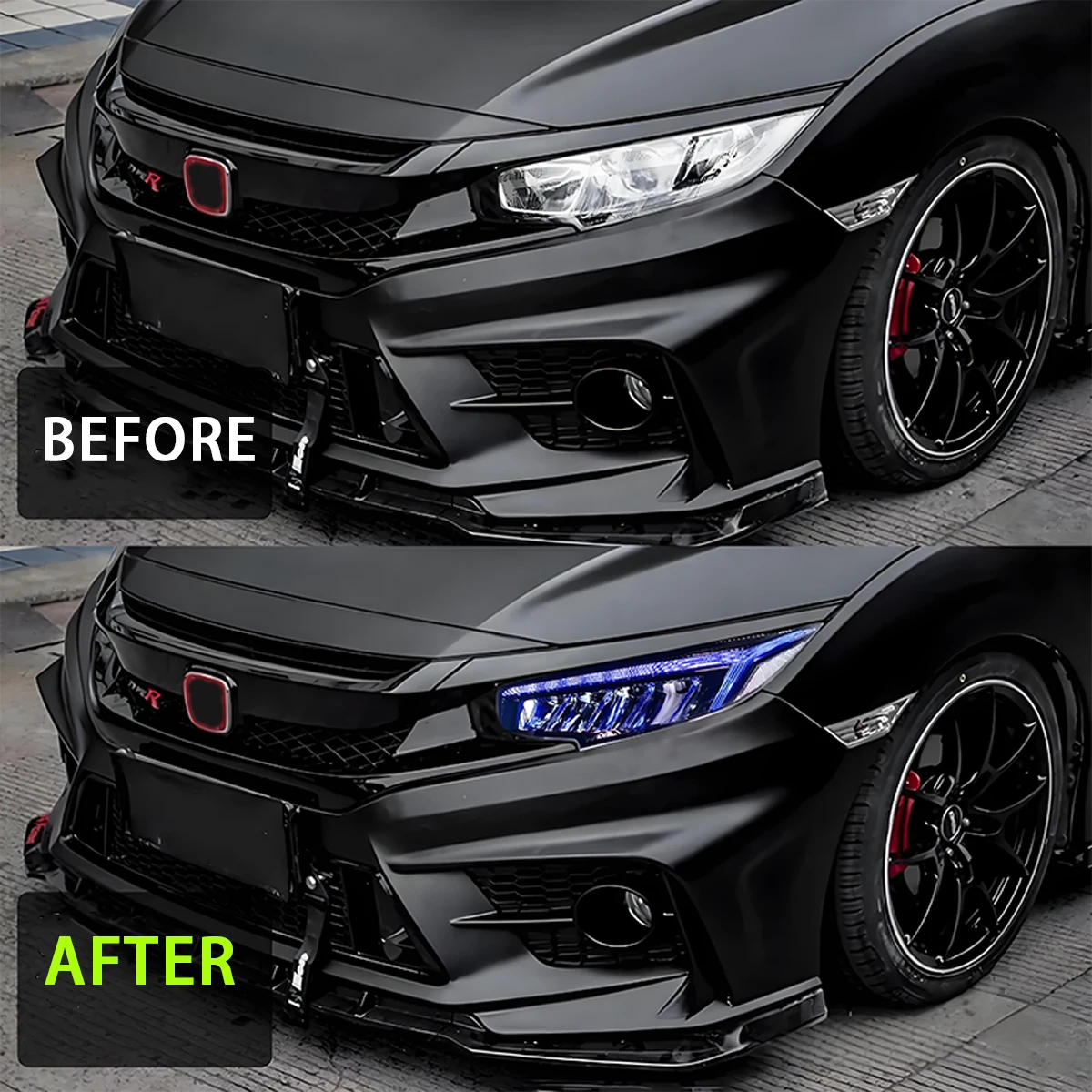 SINDAR 2Pcs 2016-2021 for Honda Civic 10th Gen RGB LED Headlights Sequential Turn Signal Animation