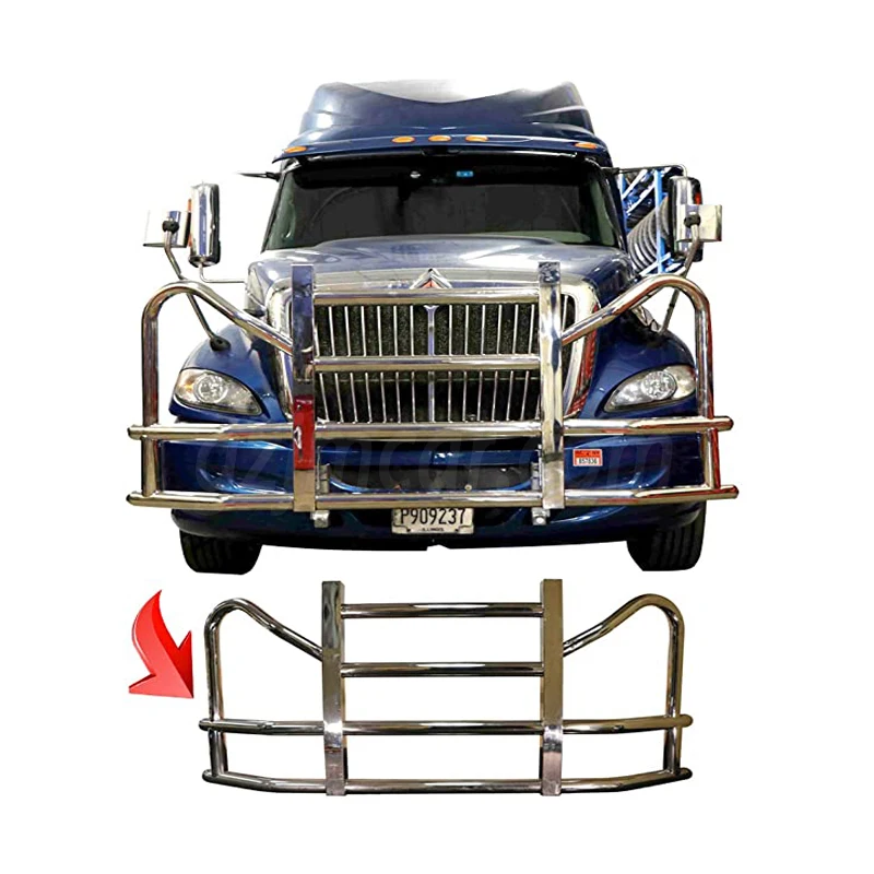 Stainless Steel Semi Big truck Accessories Car Front Bumper Bull Bar Deer Grille Guard For Freightliner Cascadia