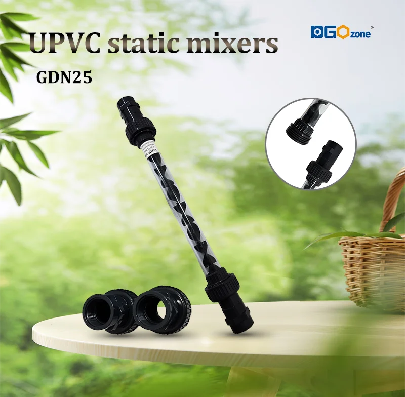 1in Plastic static mixer for mixing gas and liquid Diameter 32mm acid alkali resistant Mixer connector DGOzone Energy-efficient