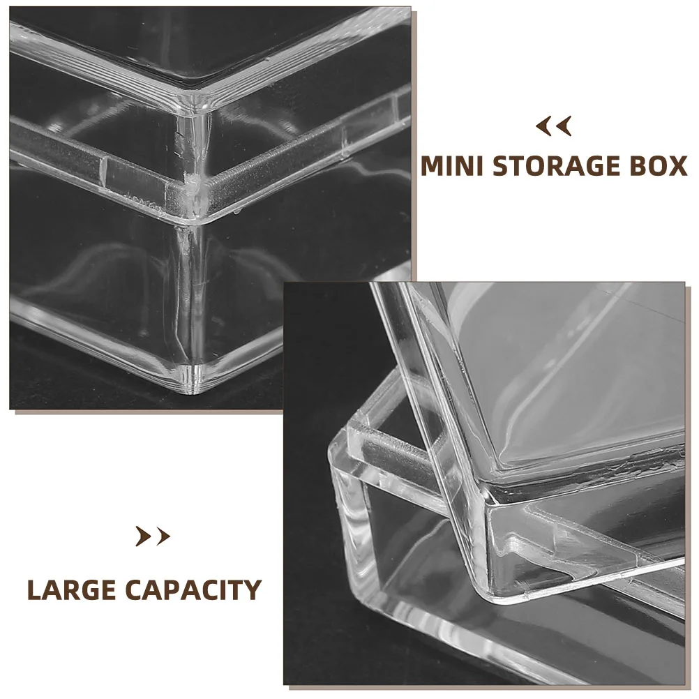 

Mini Acrylic Square Box with Lid Transparent Display Case for Collectibles Specimens Gems Shells Minerals Postcards Storage