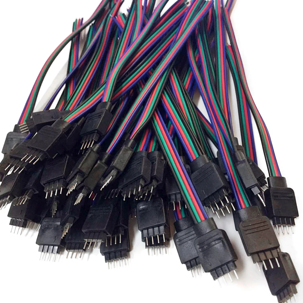 4pin 10Cm LED RGB Strip Lampu Konektor Laki-laki Perempuan Steker Soket Menghubungkan Kabel Kawat untuk 5050 RGB RGBW Lampu Strip Led