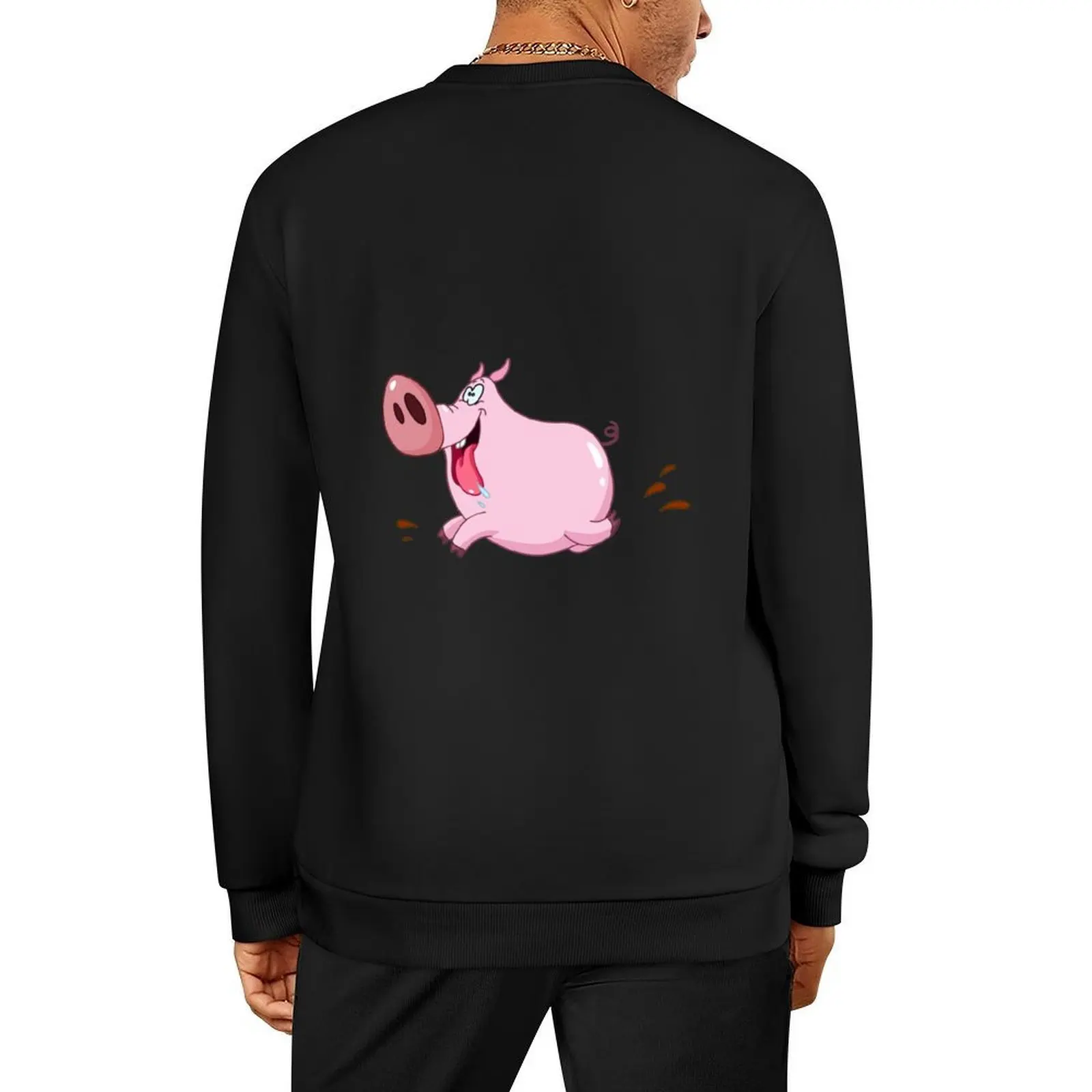 

Pig Running Pullover men's sweat-shirt set autumn jacket men men's clothing anime clothing graphic sweatshirts
