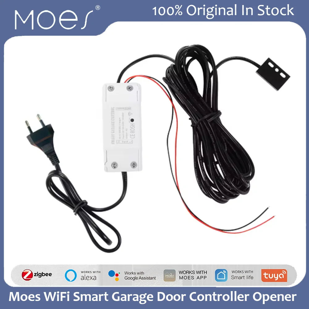 Moes Tuya WiFi Smart Garage Door Controller Opener APP Remote Control Easy Install No Hub Wiring Needed Work Tuya Smart Life APP