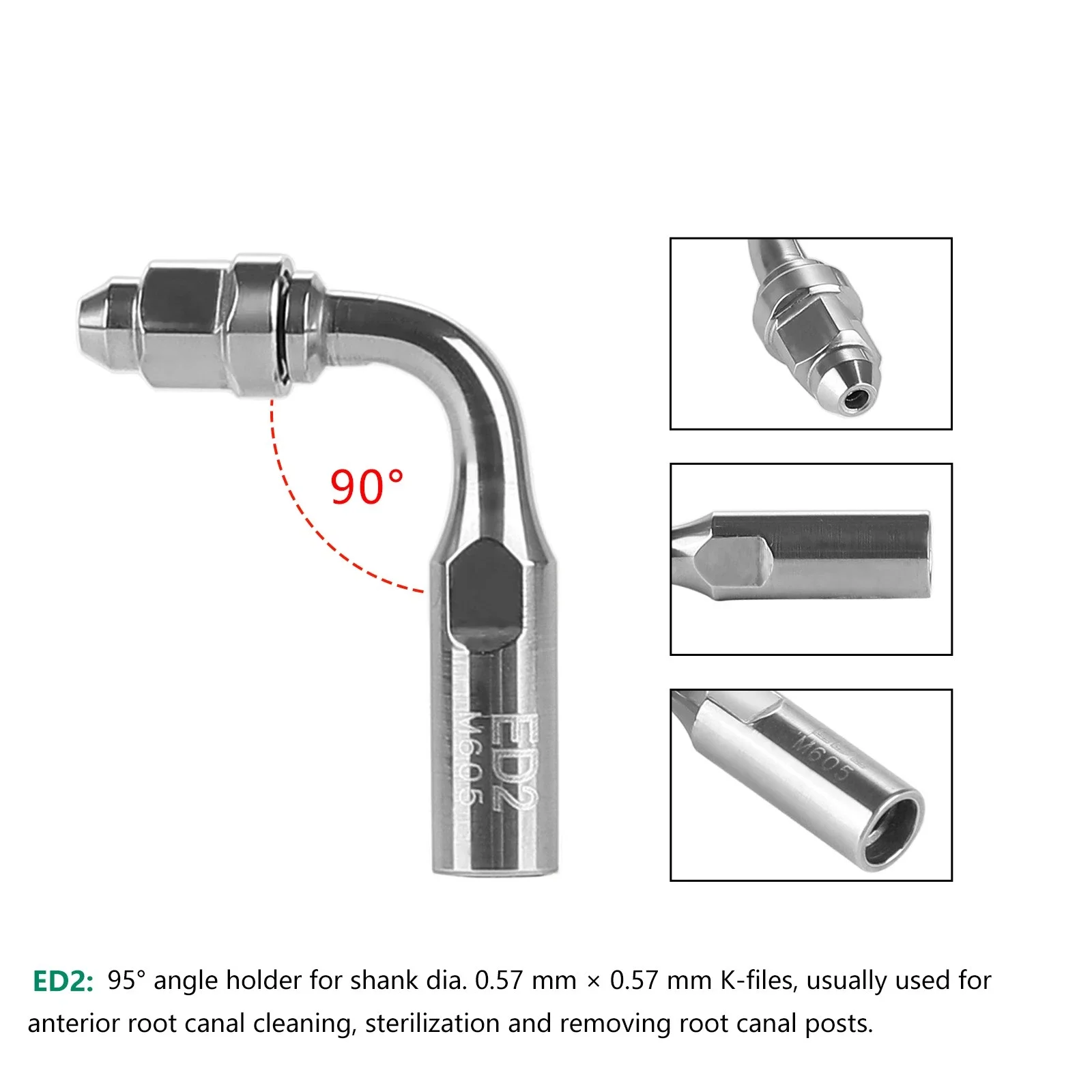 5PCS Dental Piezo Ultrasonic Scaler Endo File Holder Tip ED2 Fit NSK DTE SATELEC