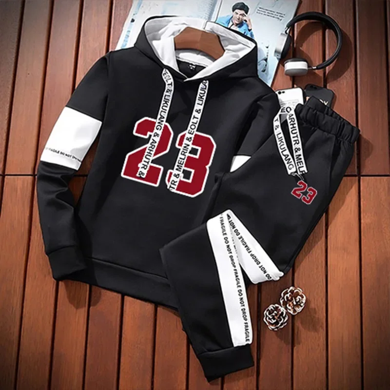 

Hot Sales Mens Tracksuit Printed Sweatshirts Sweatpants Casual Single Piece Hoodie Pants Sports Jogging Mens Clothing Sportswear