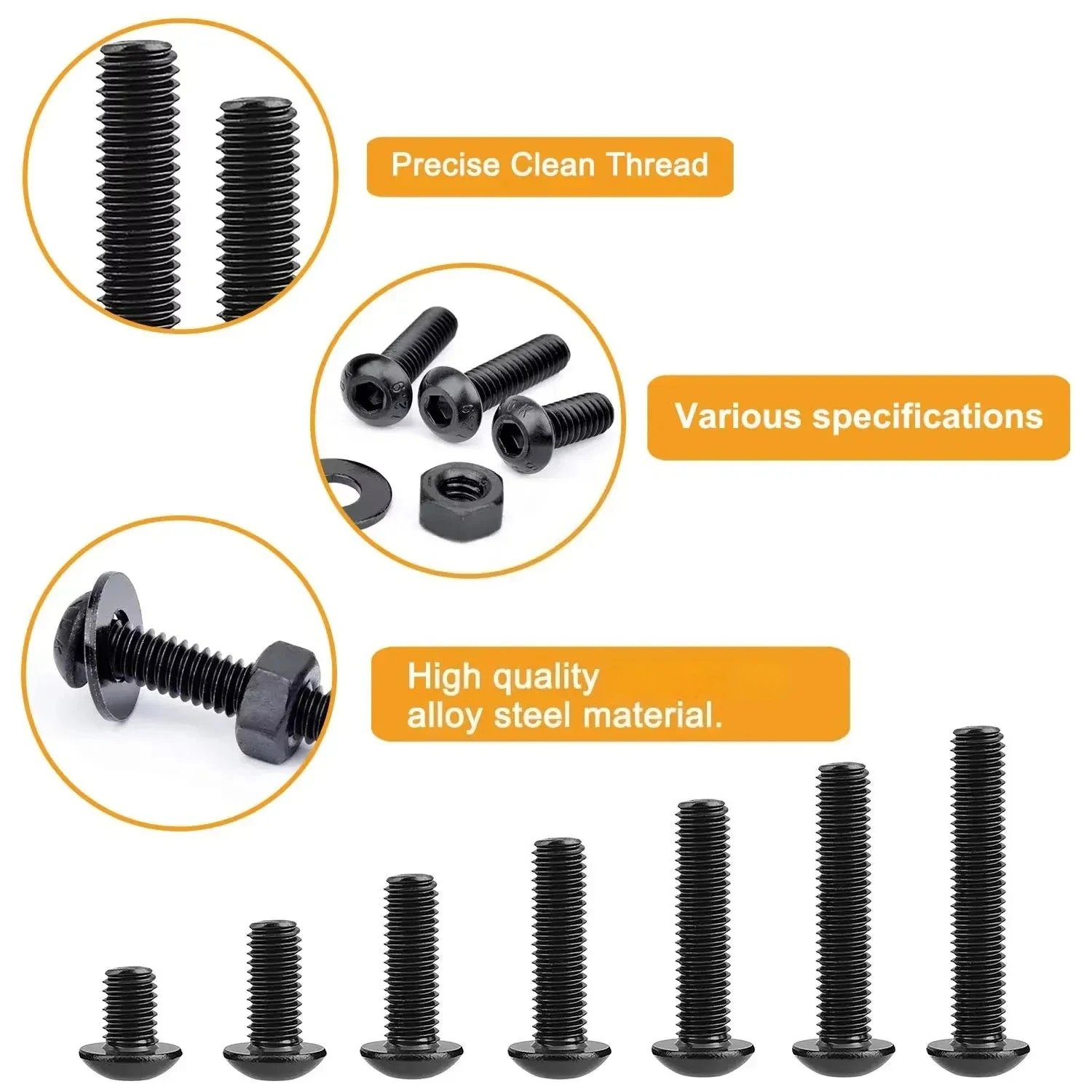 VKKM87 M6 zeshoekige boutmoercombinatie, lengte 10 tot 30 mm, geschikt voor verschillende toepassingsscenario's.