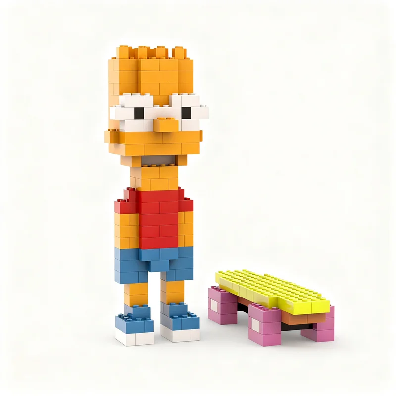 185pcs MOC Classic Bart Simpson Model Christmas Gift Tabletop Ornament Collection Home Decor Collectible Living Room Decoration