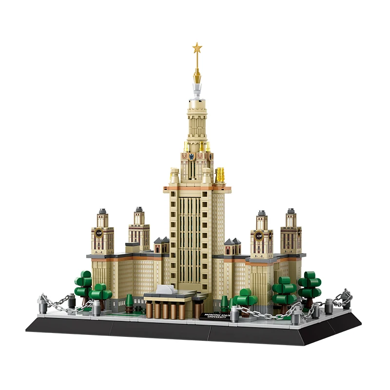 Blocos de construção de modelo de arquitetura mundial da Universidade do Estado de Moscou, tijolos de montagem de partículas pequenas, brinquedos educativos para crianças, 875 peças