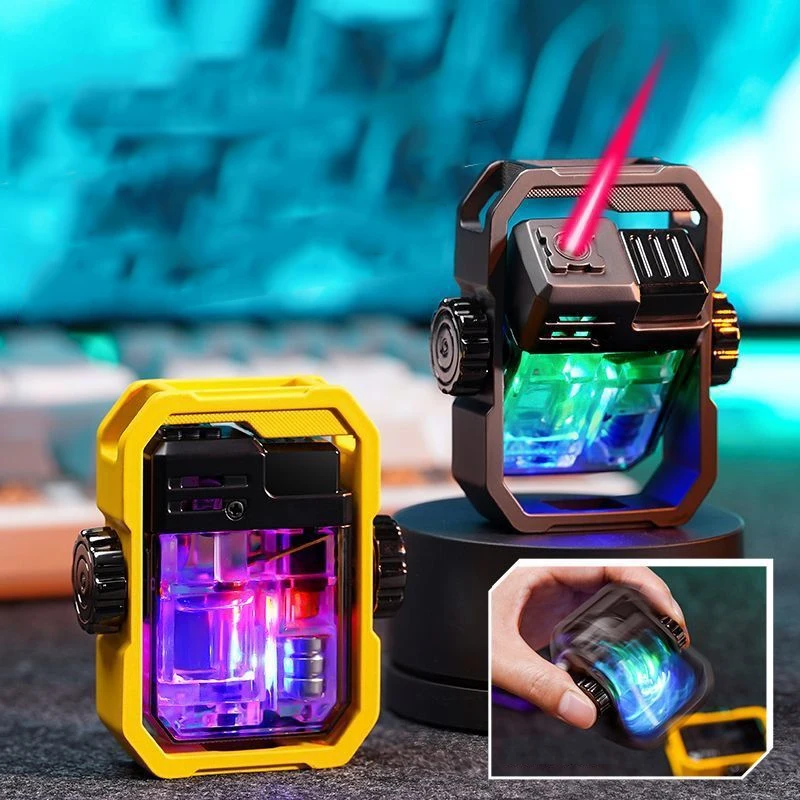 Strumento di accensione per sigaretta creativo portatile EDC Mecha Gyro antivento leggero trasparente con camera d'aria visiva