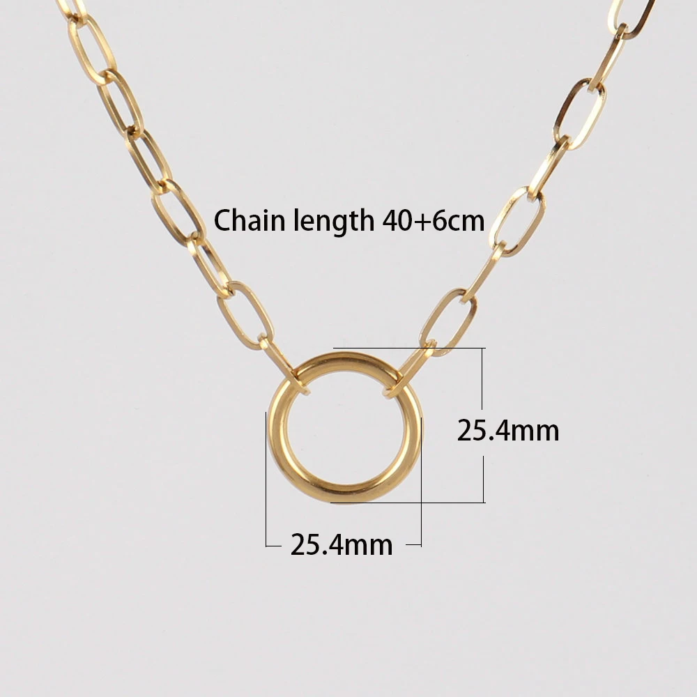 stainless steel Simple necklace for women Round Circle Pendant Necklace Fashion Clavicle Chain Statement Necklace Jewelry Gift