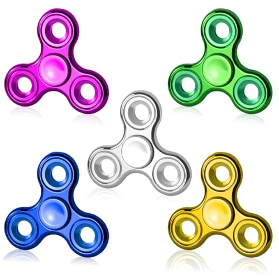 

Fidget Toys Adults 5 Pack, Electroplated Metal Fidget Spinner Stress Reducer, High Speed 3-5 Min Quite Spins, Fidgets for Adult