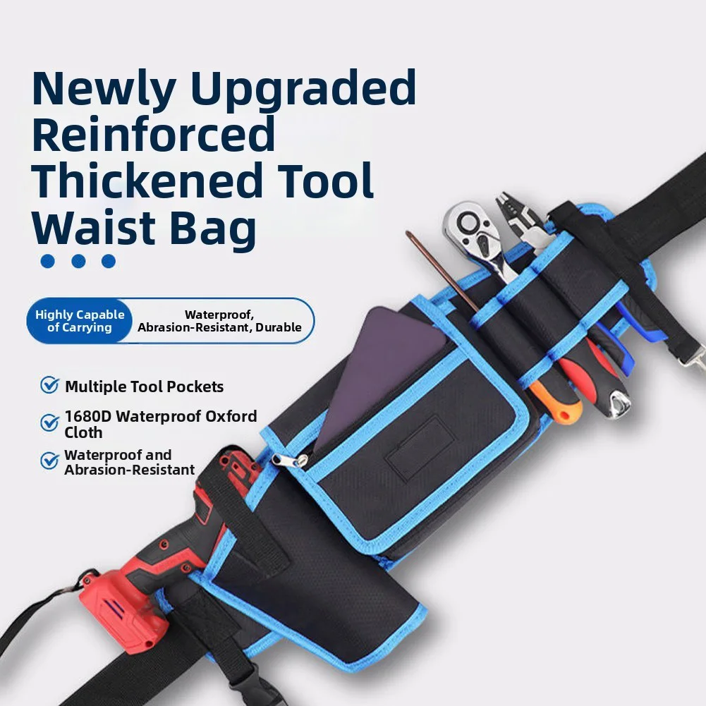 Work Tool Pouch Tool Belt For Home Repair 5 Pockets Waterproof Oxford 600D 51.18-inch Adjustable Belt Quick-release Buckle