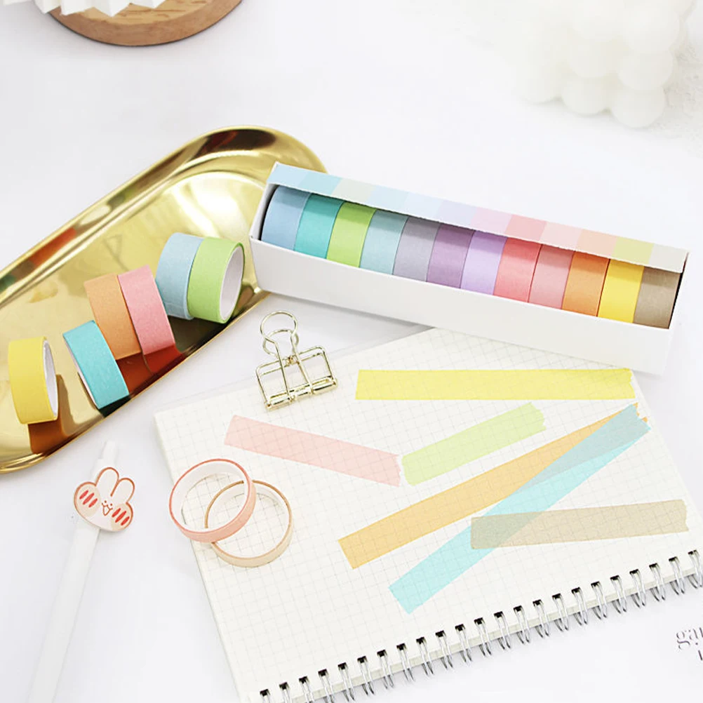

12 Rolls Creative Washi Tape for Journaling Aesthetic Planner Decoration DIY Scrapbook Craft Kit Coloring Activity
