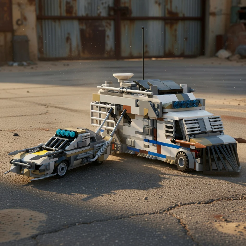MOC Post-Apocalyptic Zombie Car Building Blocks Armored Muscle Vehicle Communication Truck Model Bricks DIY Adult Gift