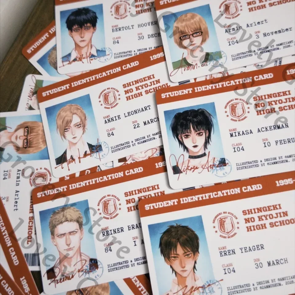 Tarjeta de Identificación de Anime Ataque a los Titanes, Jean Kirstein, Erwin Smith, Shingeki No Kyojin, Levi Ackerman, Cosplay, Dibujos Animados, Regalo