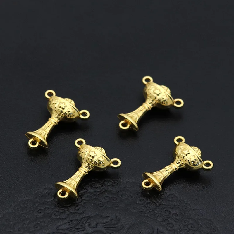 Three-dimensional badges, three-way three-hole metal rosary, DIY jewelry necklace, pendant bracelet decoration accessories