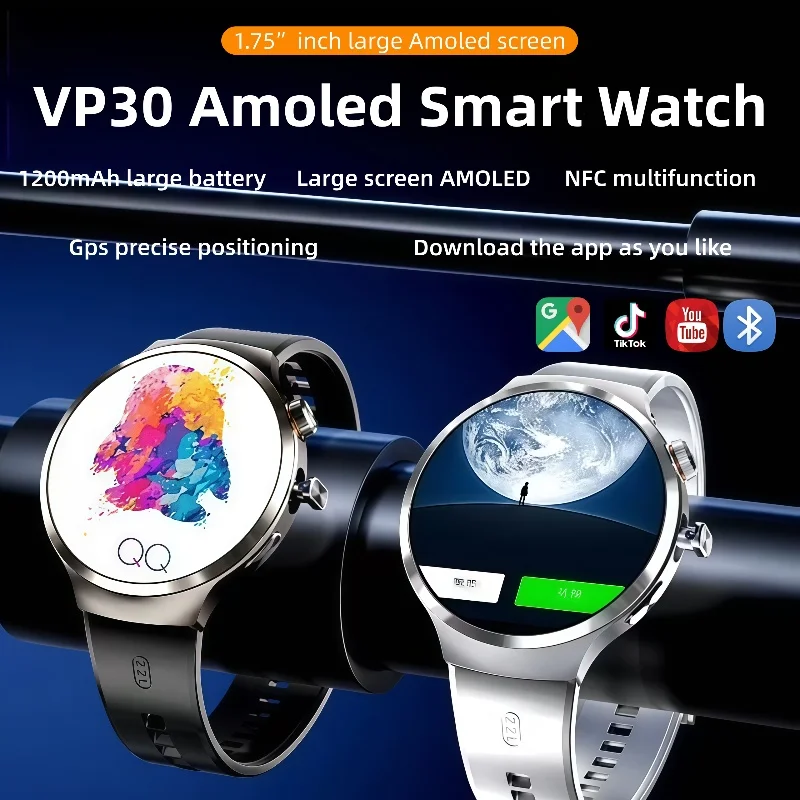

Smart Watch VP30 GPS WIFI Video Call 1.75 inch Amoled SOS IP67 Waterproof Smartwatch Camera Monitor Tracker Location Phone Watch
