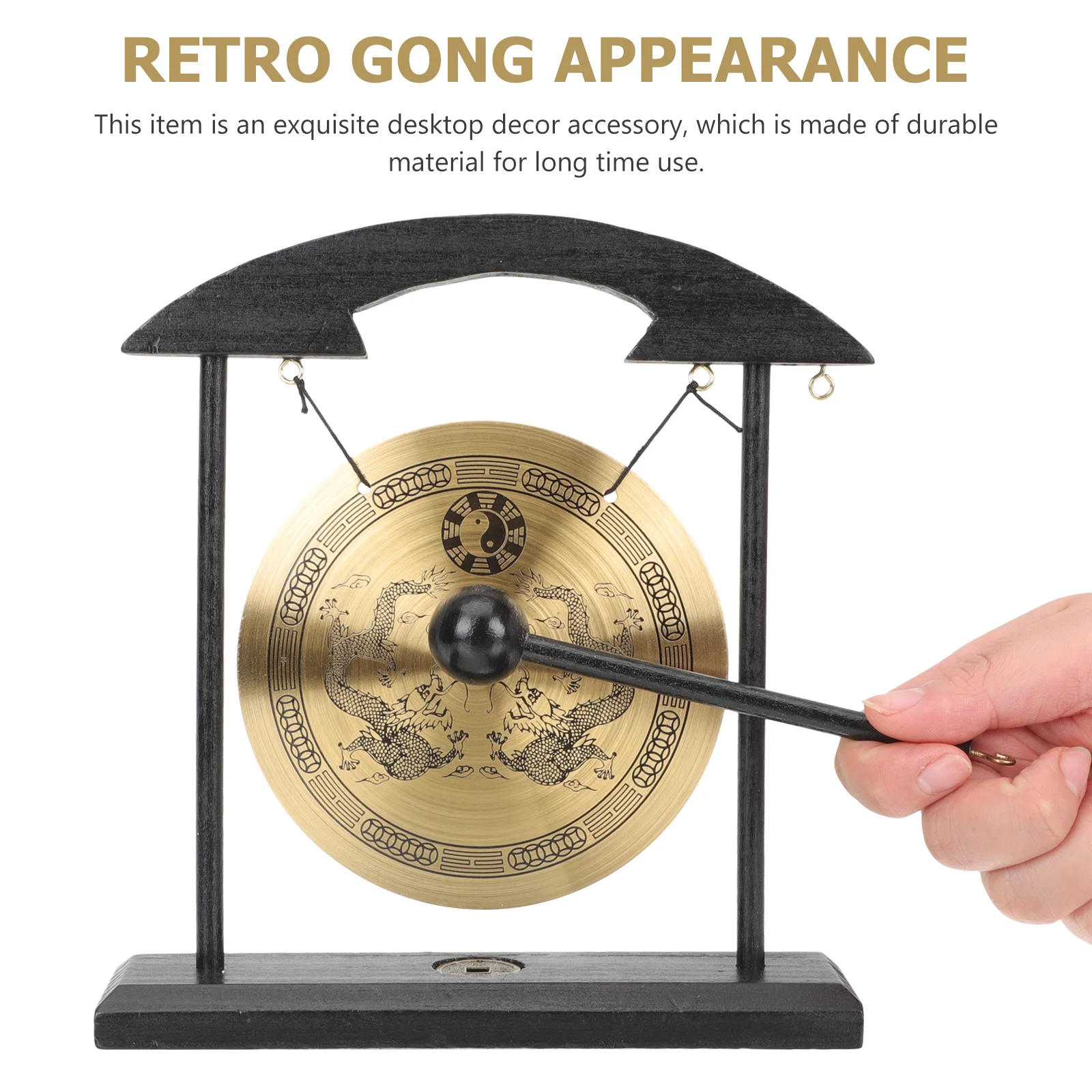 Gong Ornament Decorating Tray Chime Zodiac Adornment Desktop Decorations Office