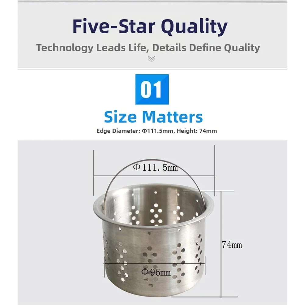 

Stainless Steel Kitchen Sink Strainer Non-Clogging Anti-Clogging Mesh Basket For Most Drains Kitchen Sink Basket Drain Filter