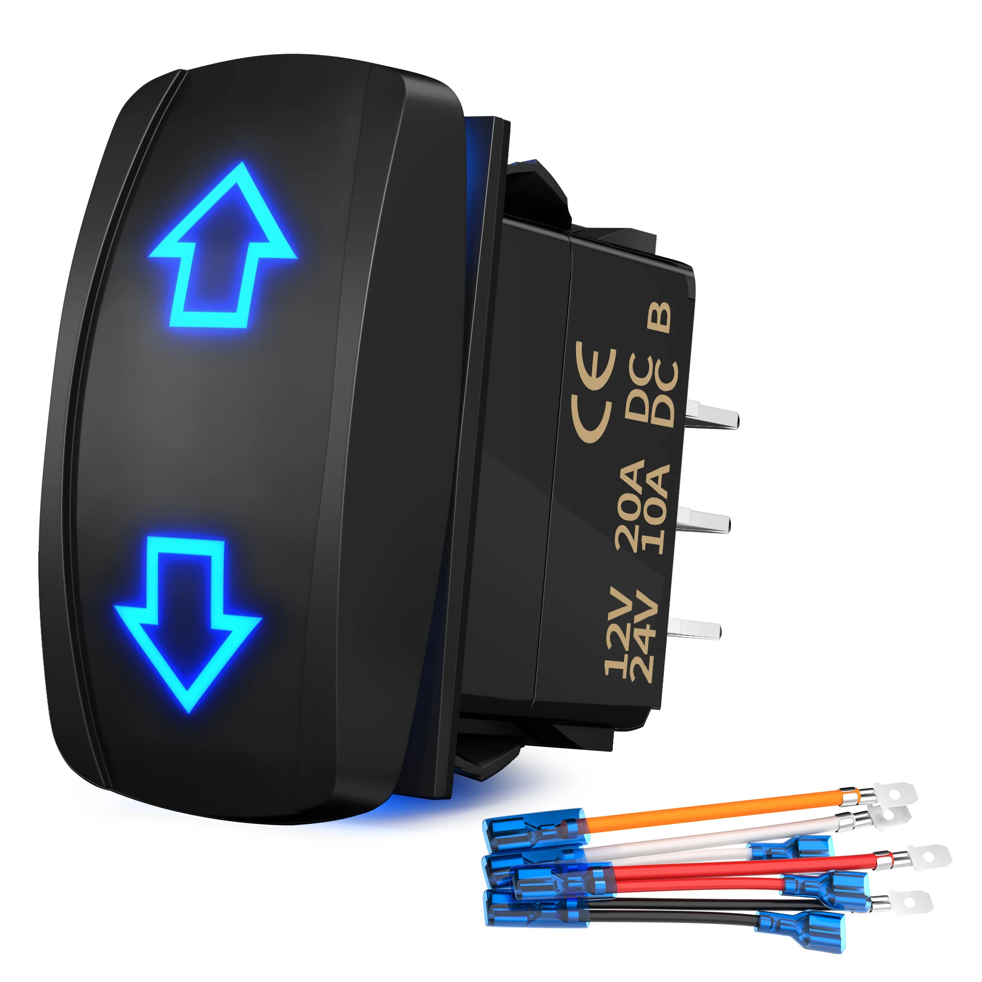 Momentary Rocker Switch 7 Pin DPDT 20A (ON)-Off-(ON) Up/Down Motor Polarity Reverse Arrow Toggle Switch for RV Trailer Car Truck