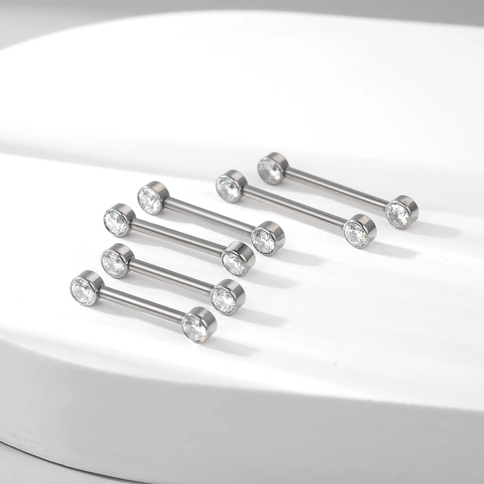 1/5pcs Implant Grade Titanium Internally Threaded Nipple Barbell with CZ Set Ball Ends Women Nipple Piercing Body Jewelry image 6