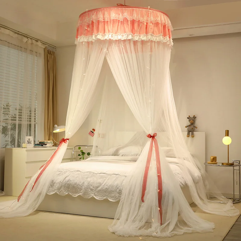 

New Dust-proof Suspended Ceiling Hung Dome Mosquito Net for Baby Children Princess Style Round Top Double Layer Yarn Suspended