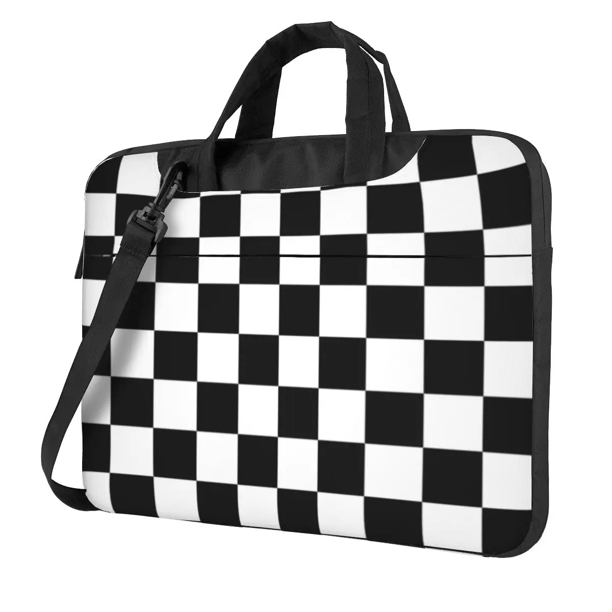 Black And White Checkered Crossbody Laptop Bag Case Computer Bag 13 14 15.6 Inch Notebook Pouch for Macbook Pro Lenovo