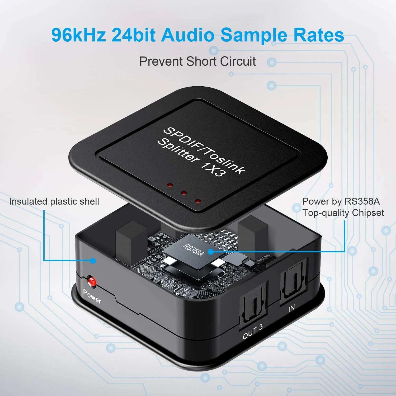 Digital Optical Audio 1X3 Splitter,Digital SPDIF TOSLINK Optical Fiber Audio Splitter,1 in 3 Out, for Blue-Ray DVD HDTV image 6