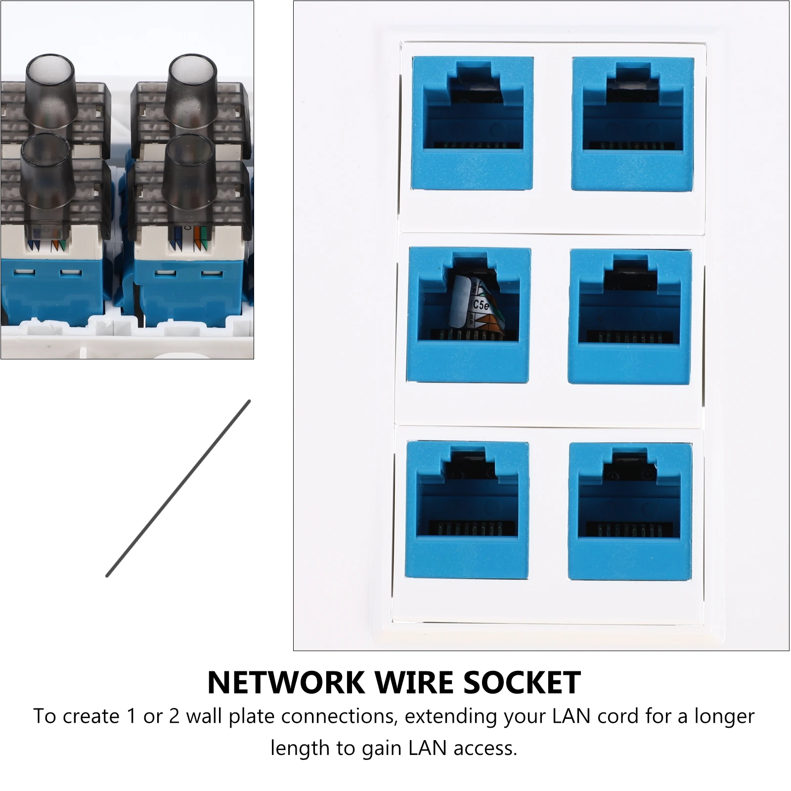 

Network Cable Socket 6-port Wall Plate Ethernet Wallplate Wire Female-female Removable Panel