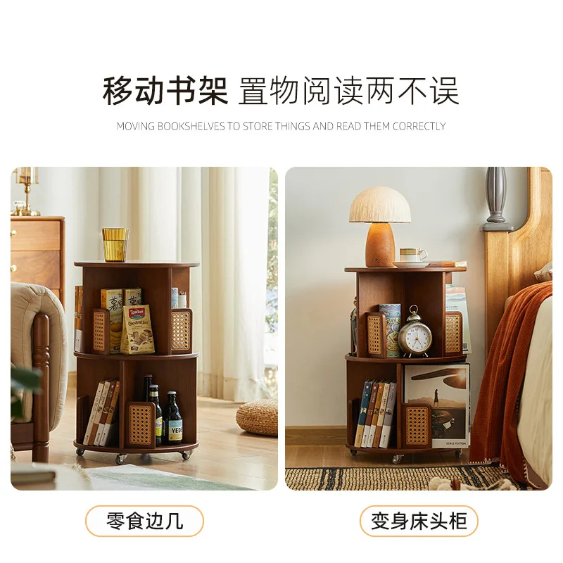 Estante de madeira maciça prateleira de chão rotativa móvel livro prateleira de armazenamento rack de armazenamento doméstico multi-camada estante